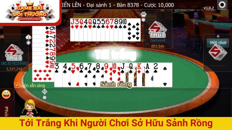 Tới trắng nhanh khi người chơi sở hữu sảnh rồng trong tiến lên